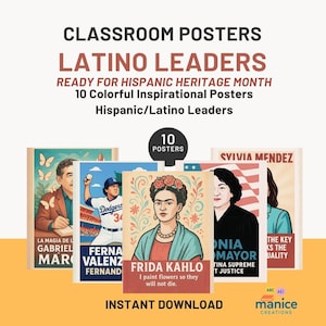 Hispanic Heritage Month Printable Posters | Set of 10 | Classroom & Office Wall Decor | Educational Hispanic Heritage Decorations.