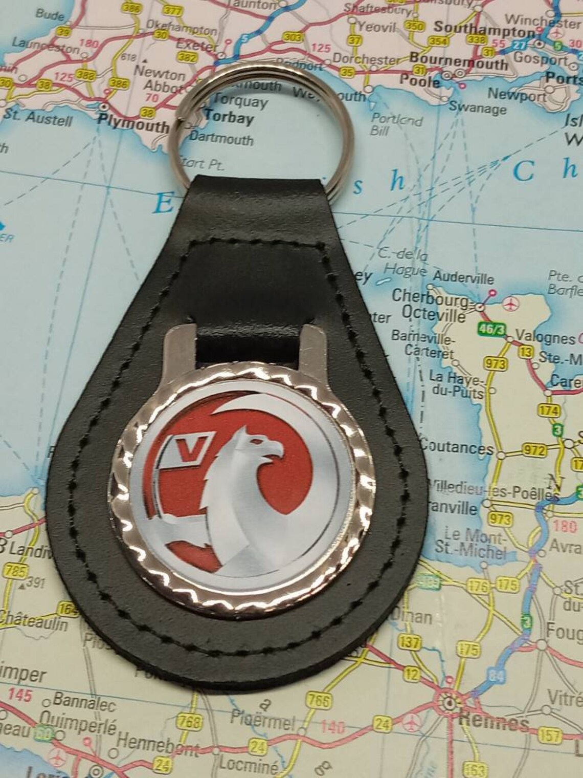 Black Leather Vauxhall Keyring Key Fob Keychain Car Motor Etsy