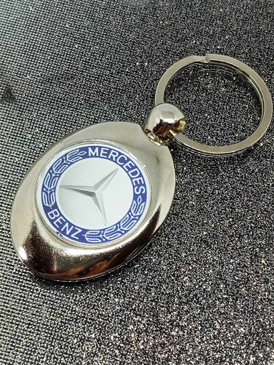 Silver Plated Inspired Mercedes Benz Keyring Key Chain Car Etsy