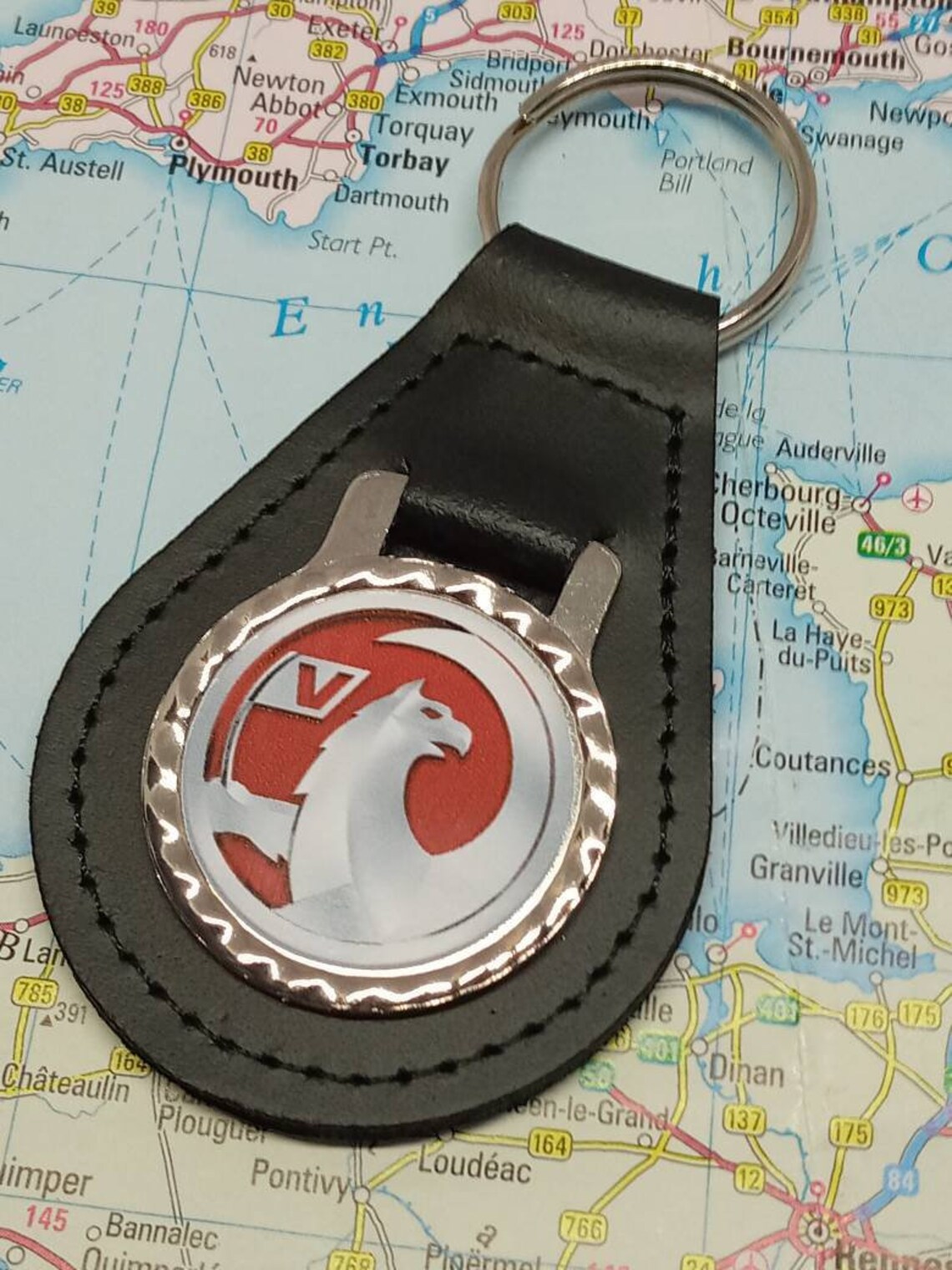 Black Leather Vauxhall Keyring Key Fob Keychain Car Motor Etsy