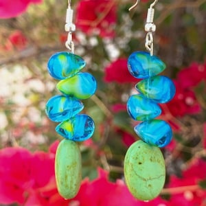 Bleu Sea of Serpentine Dangly Crystal/Bead Earrings by Mae Bleu