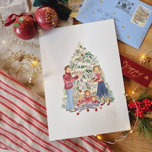 Tarjetas de Navidad personalizadas de lujo pintadas a mano, diseño de acuarela a medida