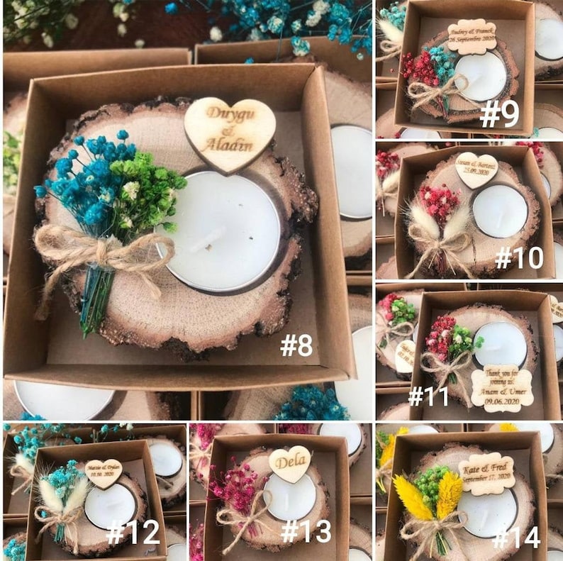 bridesmaid gifts Personalized Wedding shower favors rustic tealight holder personalized candle bridal shower favors gift wood favors