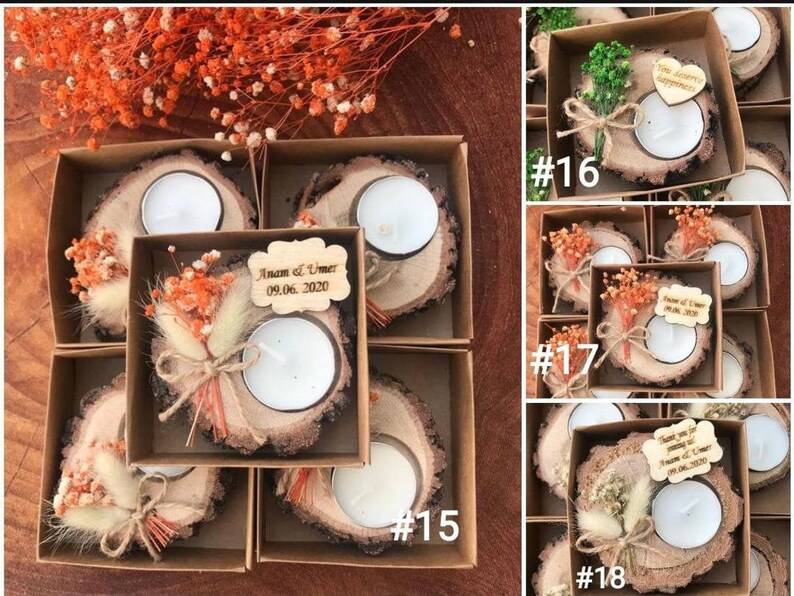 bridesmaid gifts Personalized Wedding shower favors rustic tealight holder personalized candle bridal shower favors gift wood favors