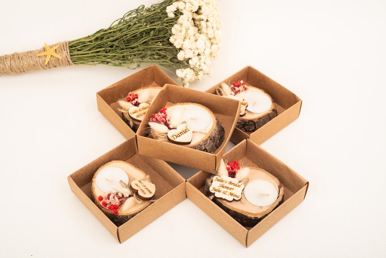 bridesmaid gifts Personalized Wedding shower favors rustic tealight holder personalized candle bridal shower favors gift wood favors