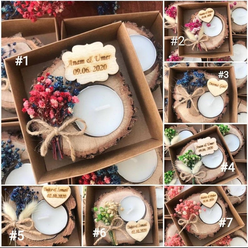 bridesmaid gifts Personalized Wedding shower favors rustic tealight holder personalized candle bridal shower favors gift wood favors