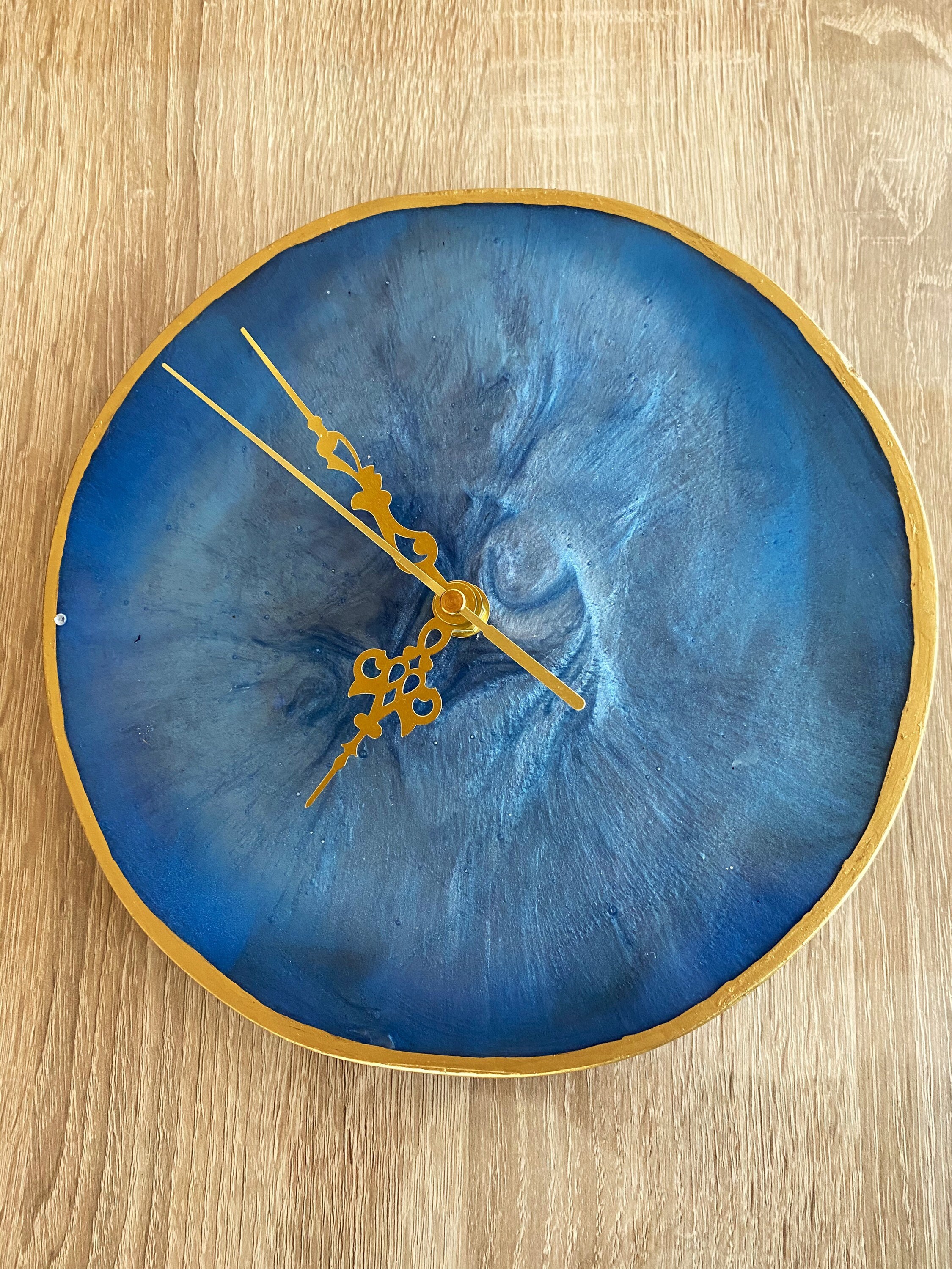 Resin Wall Clock handmade Blue Etsy