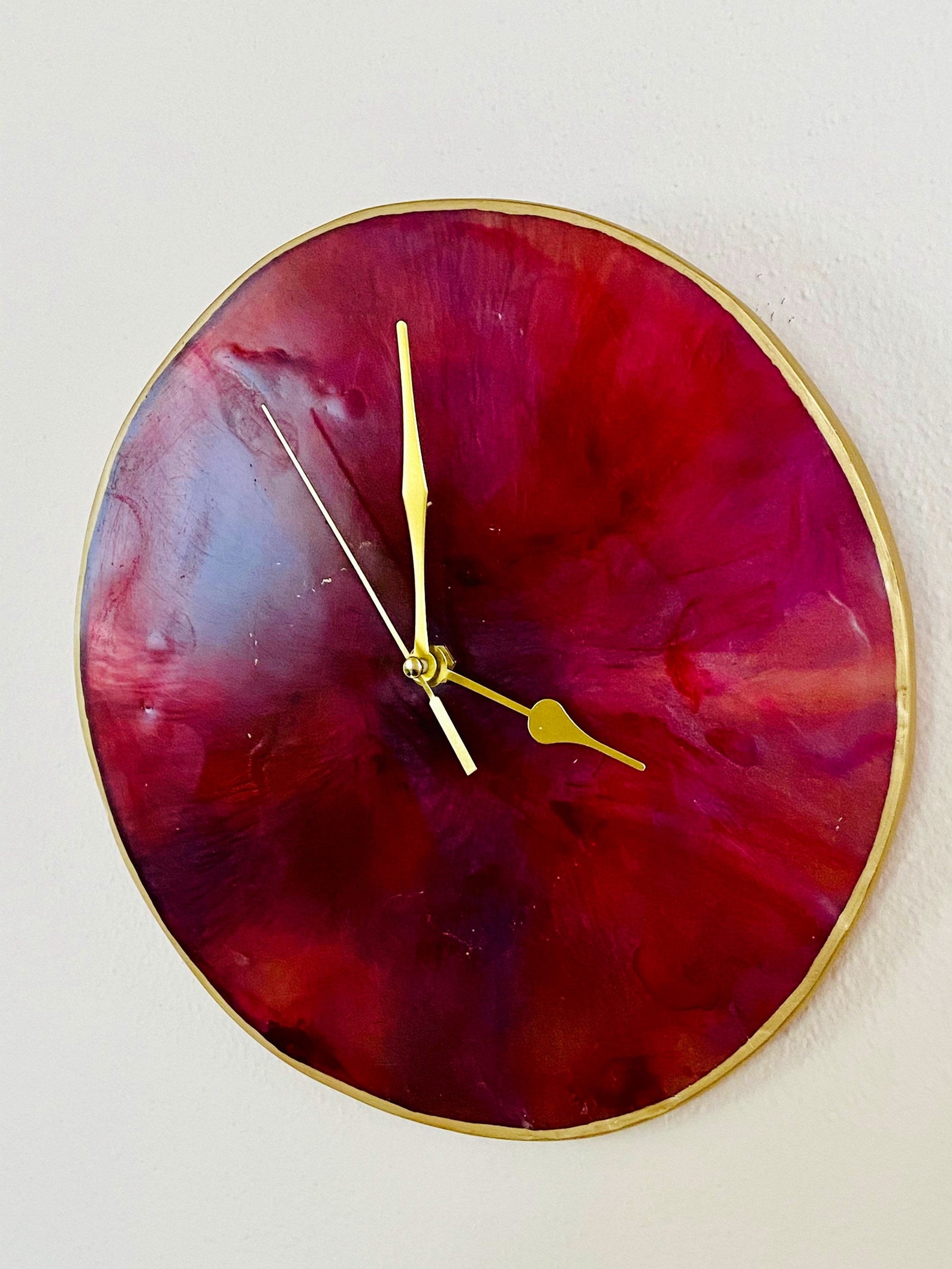 Resin Wall Clock handmade & customized Red Etsy