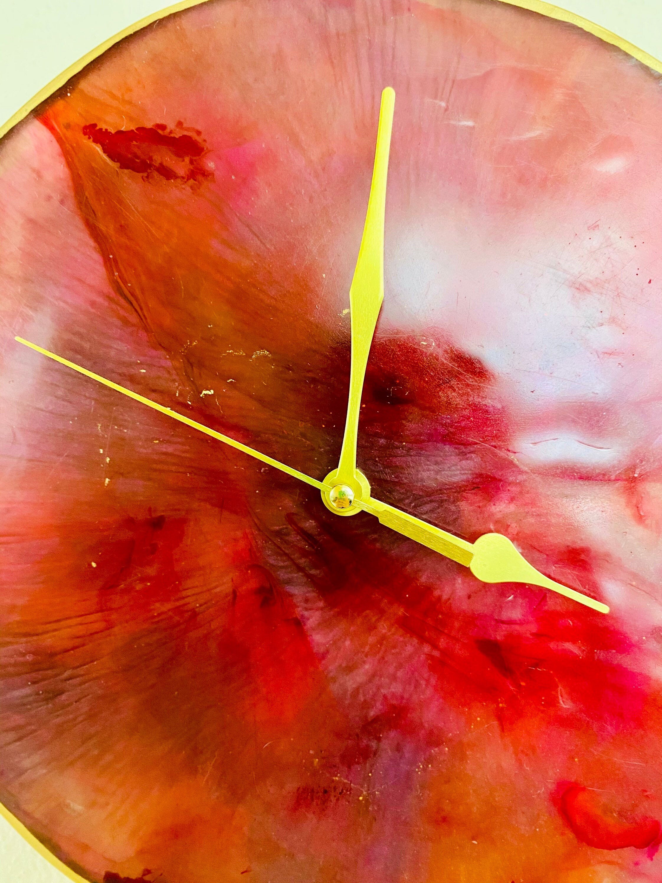 Resin Wall Clock handmade & customized Red Etsy