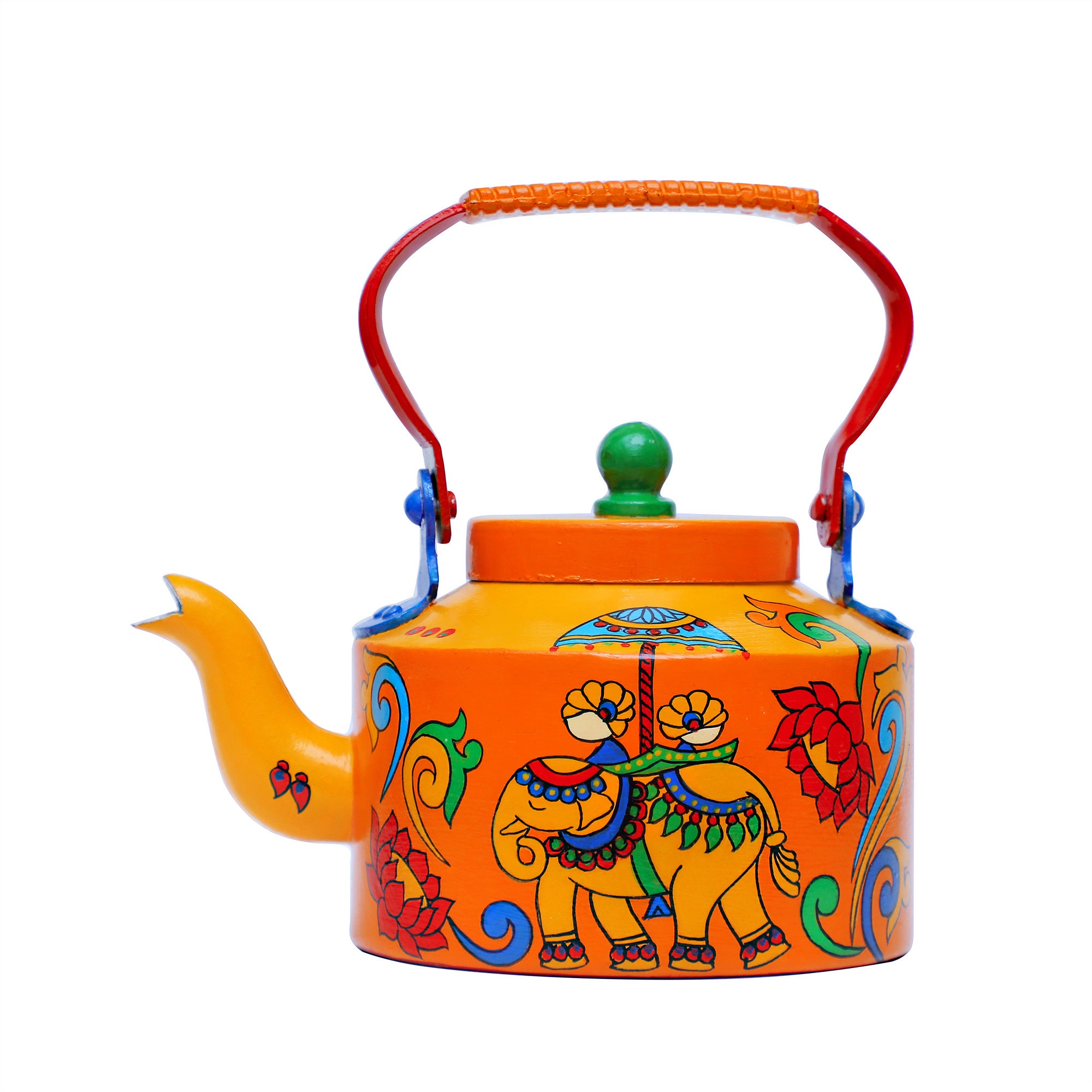 Hand Painted Tea Kettle : Pink City, Festive Gift, Gift for Her