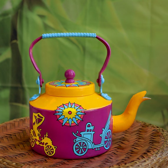 Hand Painted Indian Traditional Tea Kettle Handmade Colourful Tea Pot Chai  Kettle Gift for Tea Lovers Christmas Gifts Home Decor 