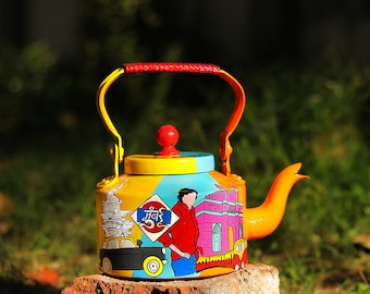 Hand Painted Tea Kettle Indian Colorful Teapot Handmade Holi Gift for Her And Tea Lovers Christmas Tea Pot