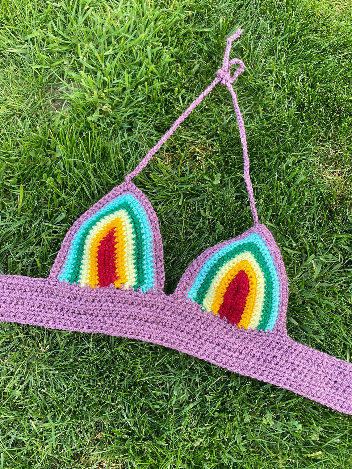 Pride rainbow crochet bralette cute pride festival top | Etsy