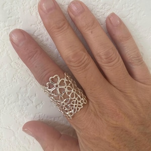 Vintage Sterling Silver Open Flower Statement Ring/ Size 8.25 / stamped 925 / NOS/ 1990s