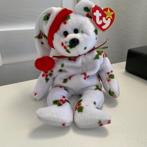 Vintage HOLIDAY TEDDY Beanie Babies Christmas Bear / 1998 / NOS