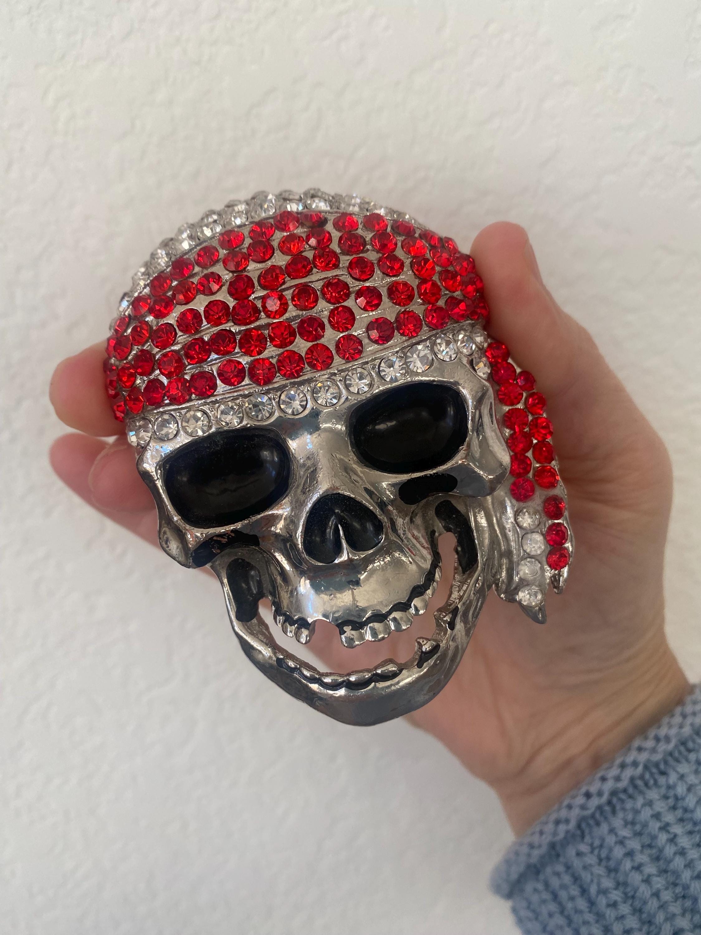 Pirate Skull Bling Belt Buckle Bling Skull Crossbones Belt Buckle Pirate Booty Crystal Rock  main image 4
