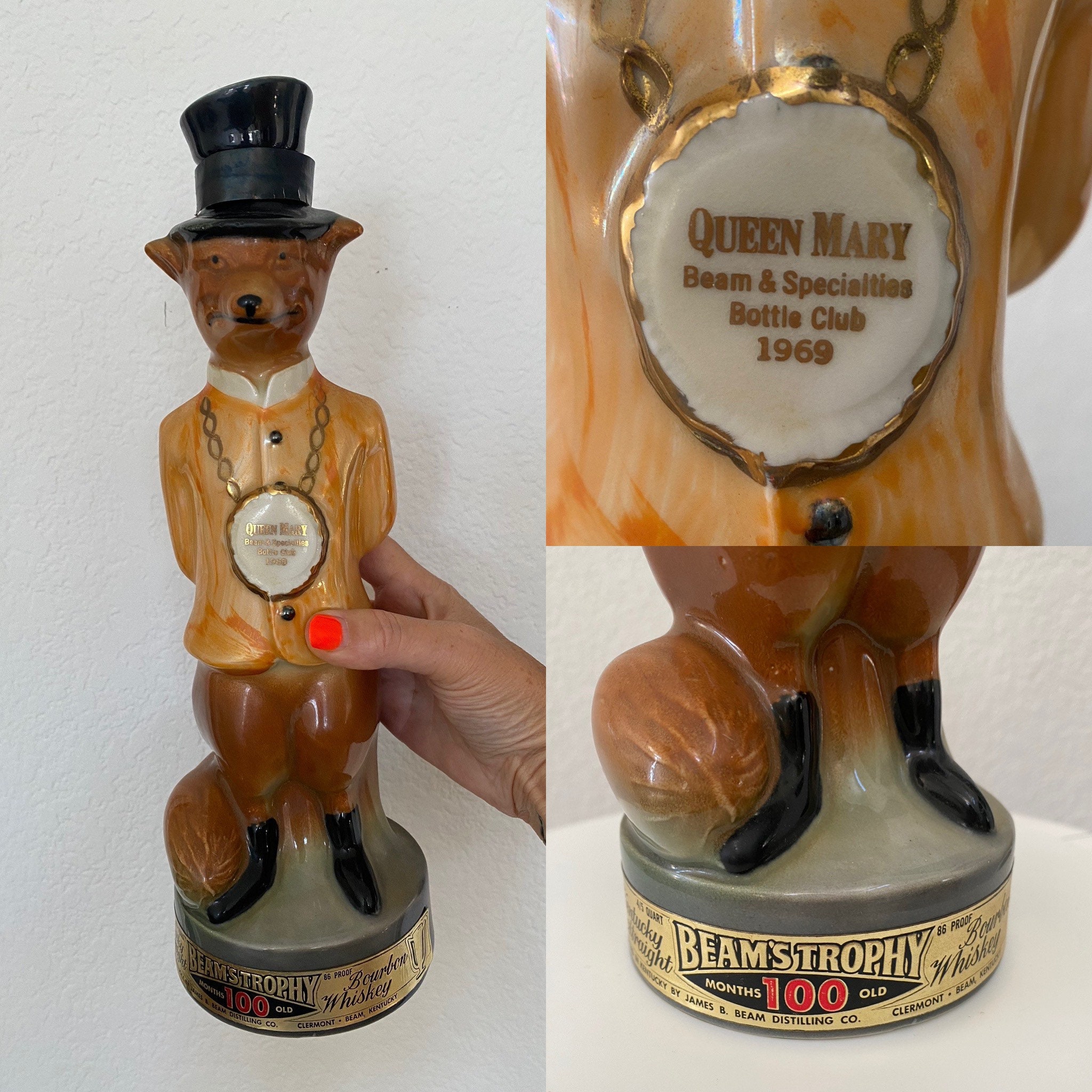 Vintage Jim Beam Fox Decanter / Queen Mary Bottle Club / 1969 Etsy