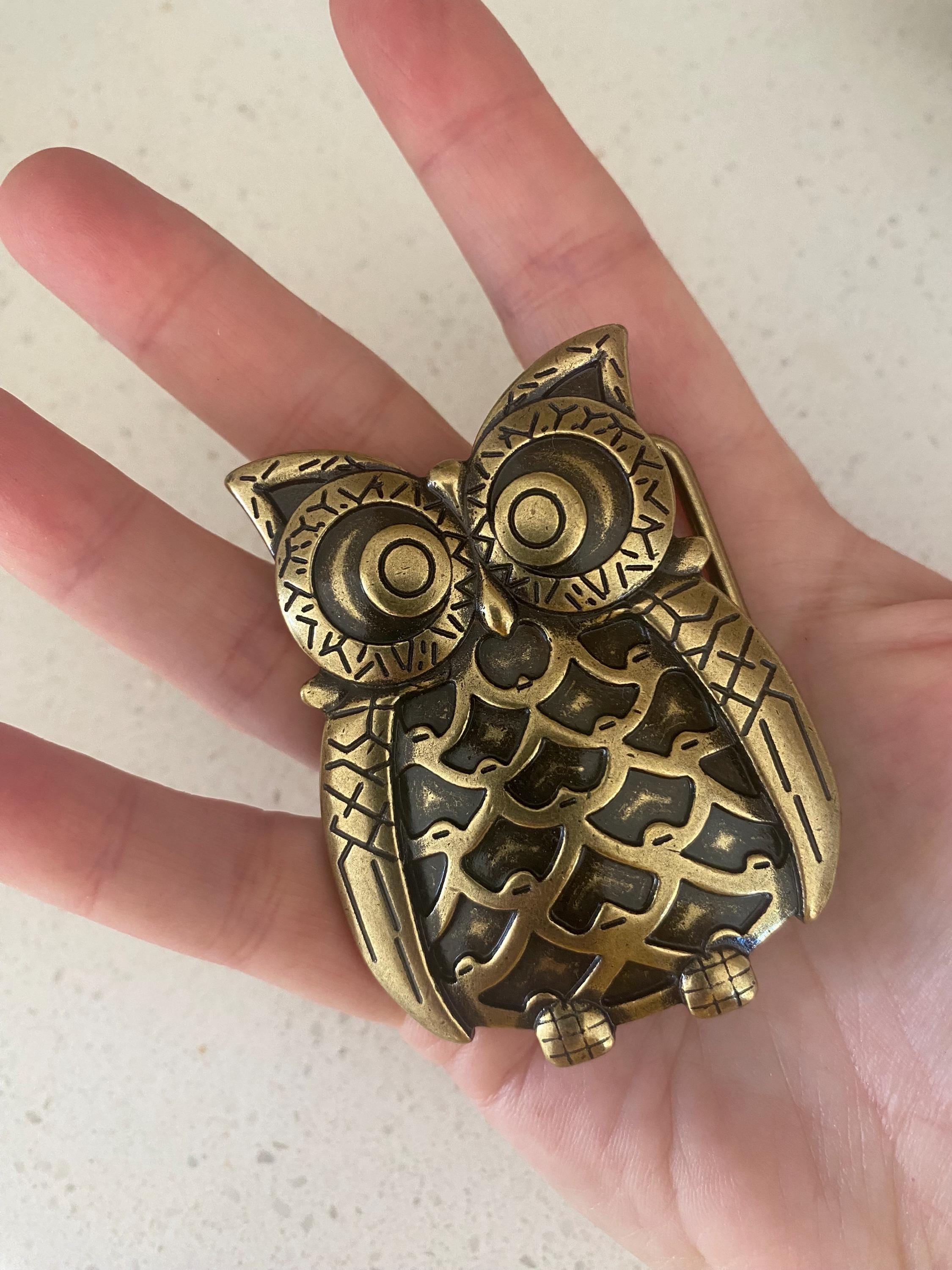 Silver Brass Owl Decorative Belt Buckle Belt Buckle Owl With Rotating Head From Owl to Man - Etsy main image 3