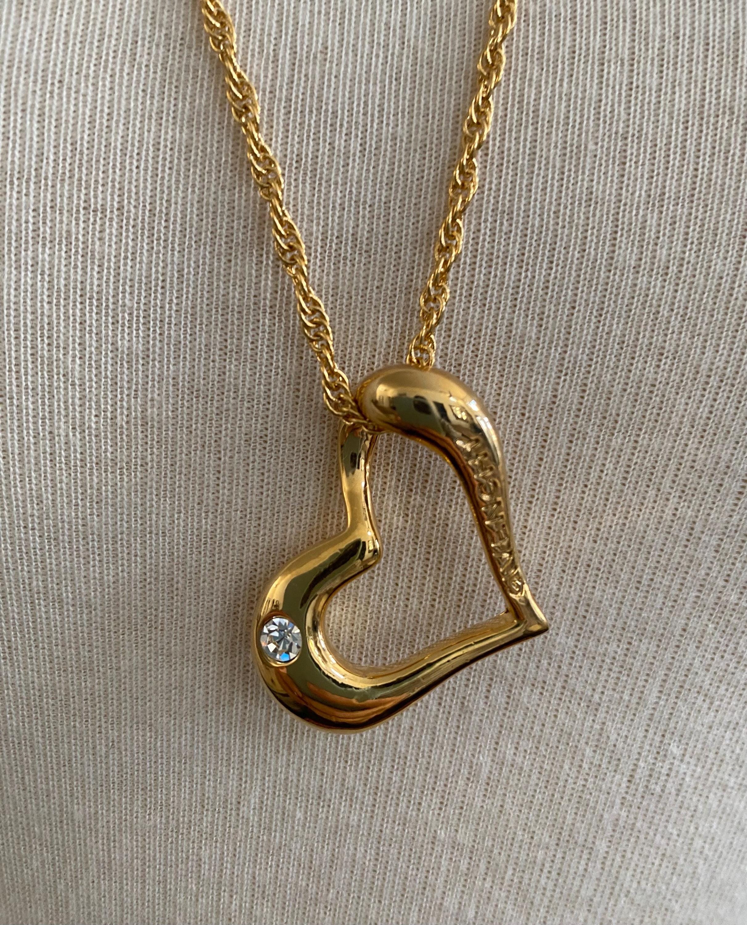 Vintage Genuine GIVENCHY Goldtone Logo Heart Necklace