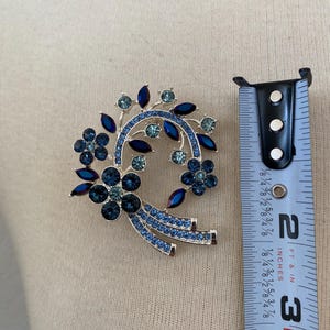 Vintage Anne Klein Blue Crystal Flower Pin