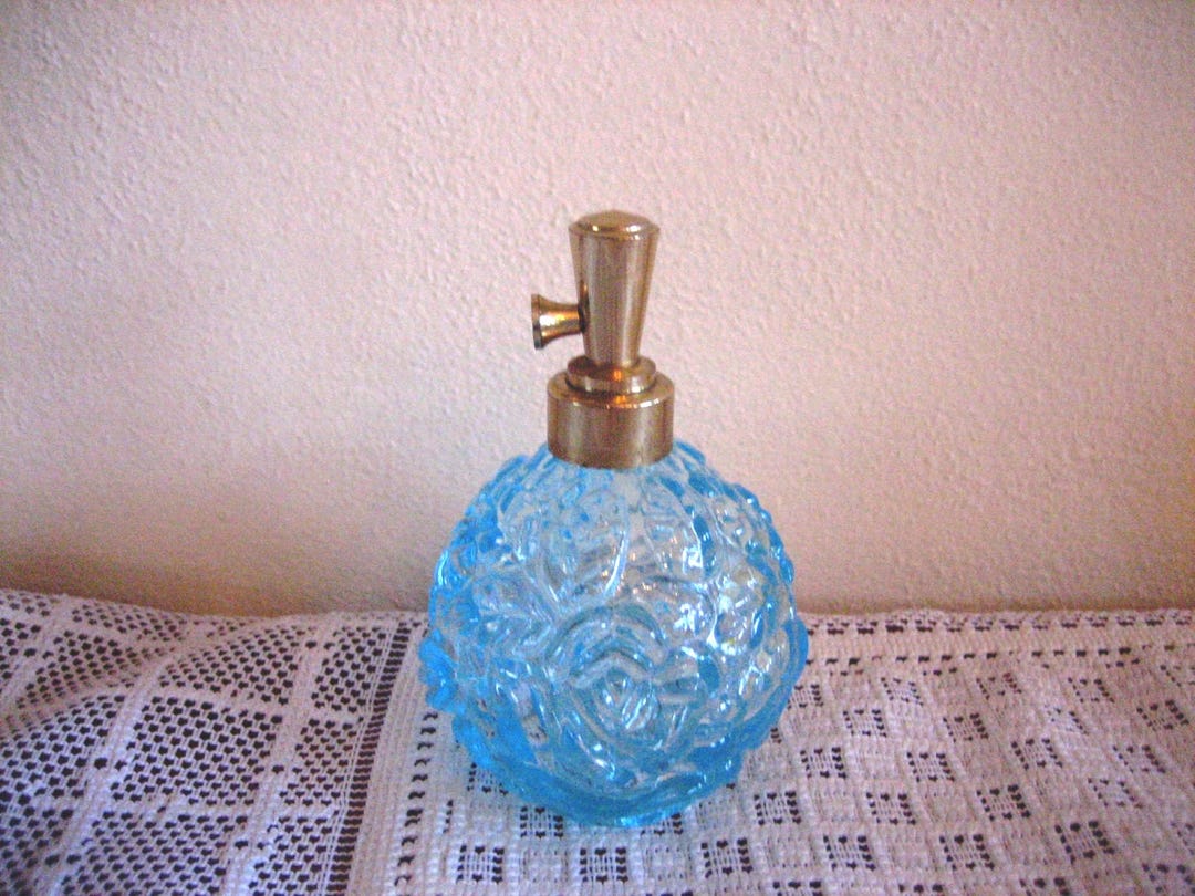 I.W. Rice Co Perfume Bottle, Ice Blue Cut Glass Perfume Bottle, Vtg ...