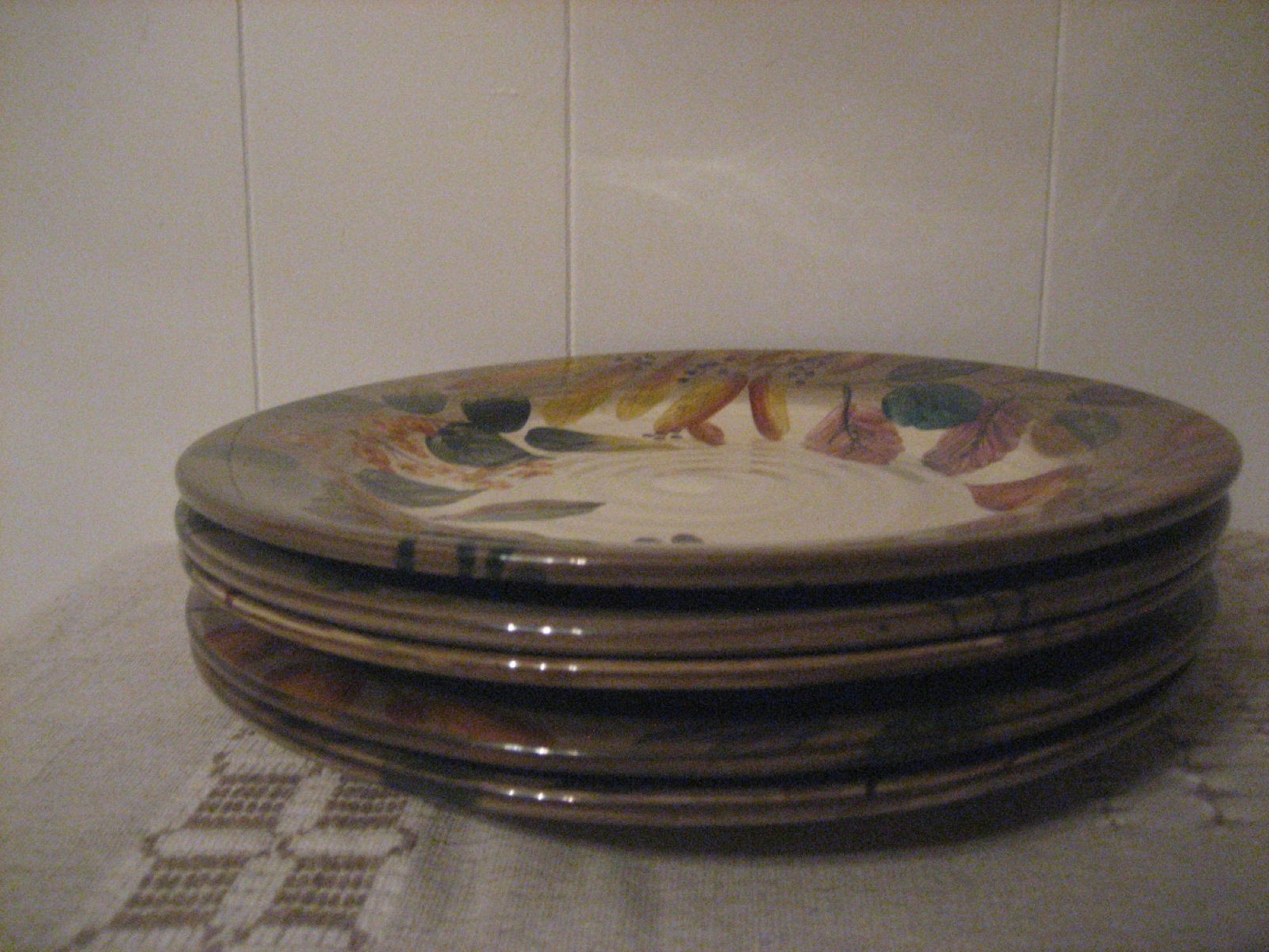 Home Trends Shadowwood Dinner Plates, Vintage Fall Earth Tone Plates ...