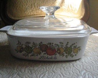 Corning Ware Spice of Life L'Echalote 1 Quart Casserole Dish: Vintage Lidded Corning A 1 B PYREX Lid A 7 C