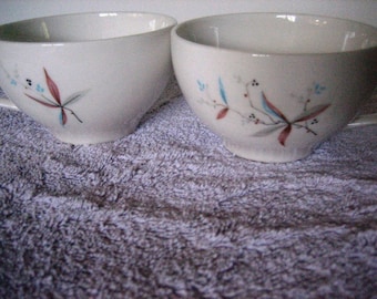 Set of Two Vintage Syracuse Finesse Carefree True China Coffee Cups, Mid Century Retro , Made in USA Syracuse Tea Cups Only ONE Set Left