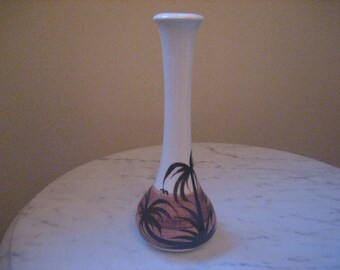 Vtg Hawaii Bud Vase, Pohaku Kiln Hawaiian Pottery Mini Vase, Hand Made Pohaku Pottery, Hawaii Maui Souvenir Ceramic Palm Tree Seagull Vase