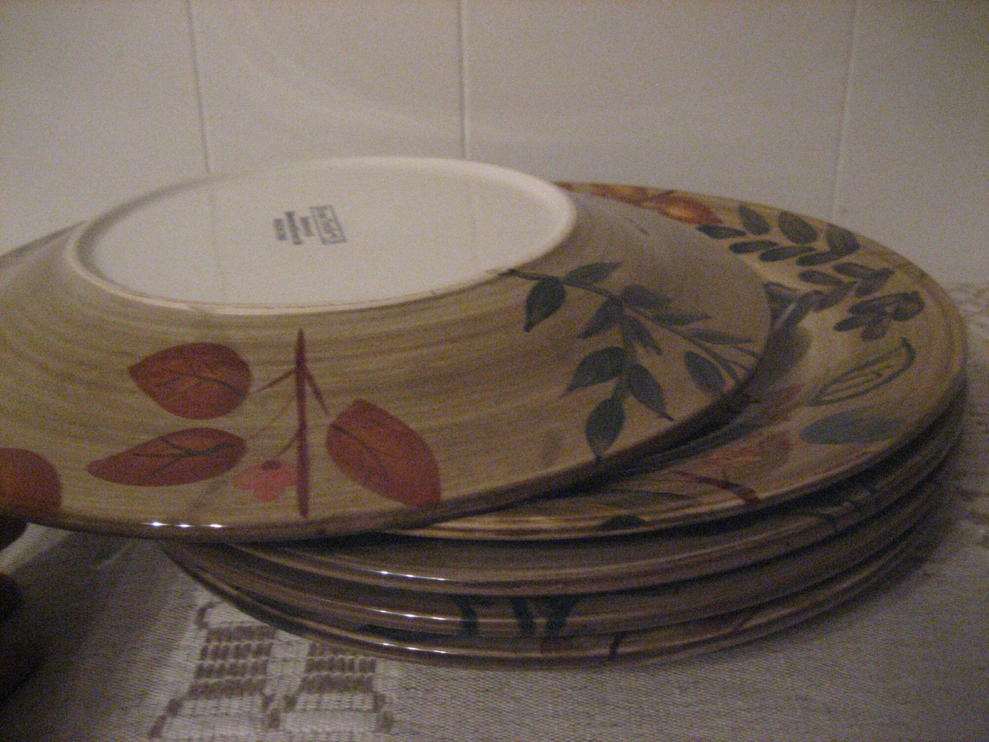 Home Trends Shadowwood Dinner Plates, Vintage Fall Earth Tone Plates ...