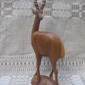 Vintage Hand Carved In Kenya Gazelle/Impala Sculpture African Wood Art Genuine Besmo