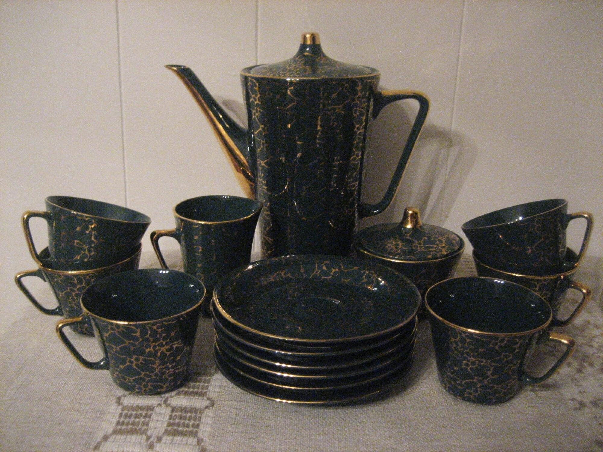 Porcelain Coffee Service Set Chodziez Poland, Vintage Coffee Tea