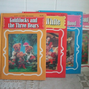 Selección de libros de cuentos de hadas gigantes en 3D, libros infantiles vintage La Bella Durmiente, Caperucita Roja, Ricitos de Oro y los tres osos, Blancanieves