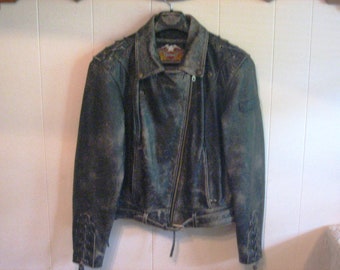 Womens Genuine Harley Davidson Jacket, Vintage Motorcycle Wear for Women, Belted Black Authentic HD Legendary Motor Clothes Jacket XL