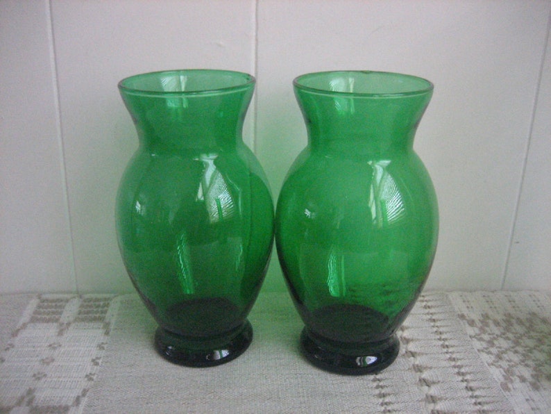 Emerald Green Glass Vases Lot of 7 Vintage Wedding Bud Vases Graduated Heights Etsy