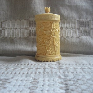 Vintage 38 Appetizer Cocktail Forks with Ornate Holder Hong Kong Made Carved/Molded Plastic