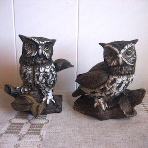 Set Of Owl Figurines, Vintage Homco Owls Marked #1114, Home Interiors Bird Statues