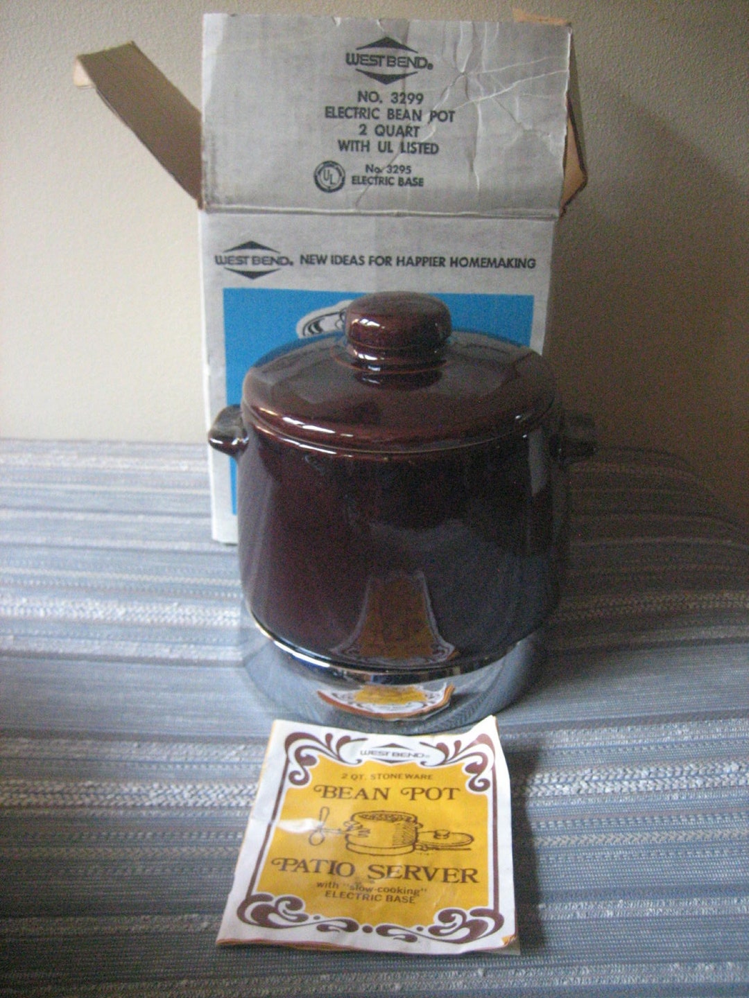 Vintage West Bend Electric Bean Pot With Warming Plate Brown Etsy