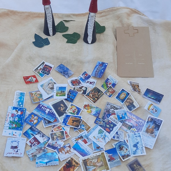 Briefmarken 65 Stück, Weihnachten aus aller Welt, Weihnachten Postwertzeichen, Briefmarken vintage, Scrapbook Set,Ephemera Pack,JunkJournal