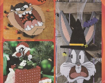 Vintage Plastic Canvas Pattern Book - Looney Tunes Official Holiday Plastic Canvas Book - PDF Instant Digital Download