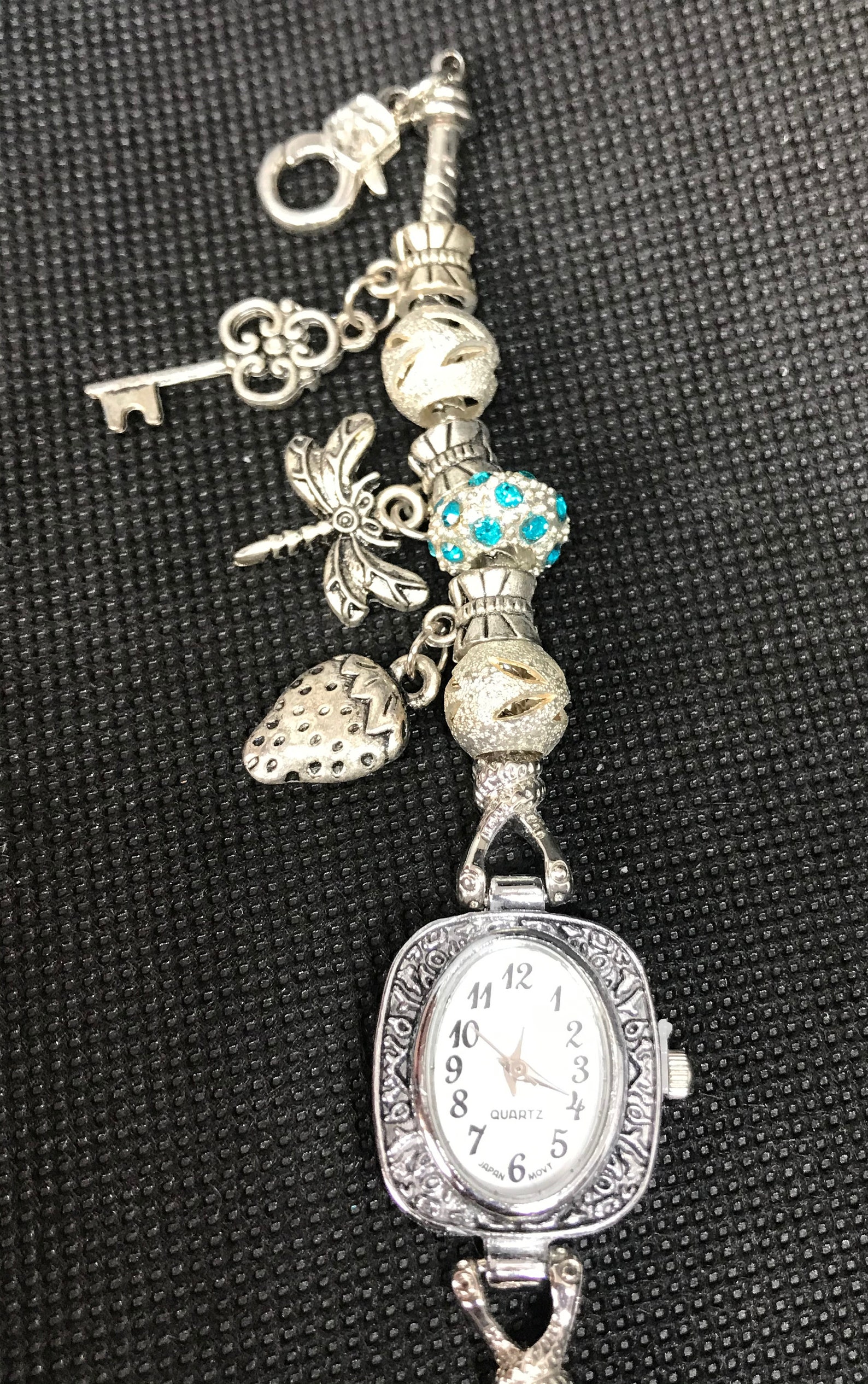 Silver Charm Bracelet Watch Etsy