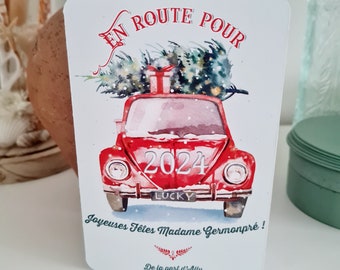 Carte de vœux "Noël / Réveillon" à personnaliser | 2024 / Idée cadeau Maîtresse - marraine - mamie,...