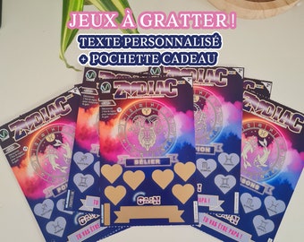 Ticket / Carte à gratter personnalisable "ZODIAC" | Signes Astro / Astrologie / Annonce grossesse, demande témoin,...