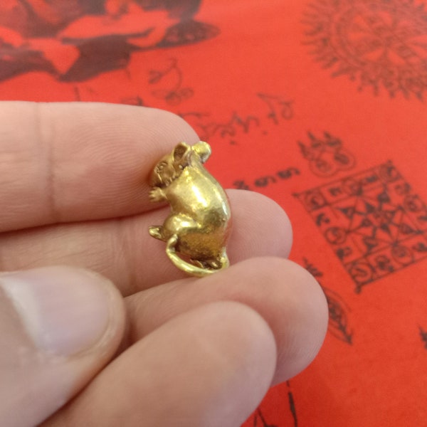 FODE4289 Thai Amulet Mouse Mice Ganesh Ganesha Musika Hindu Success Charm Lucky ॐ Prosperity Miniature Size 1 CM