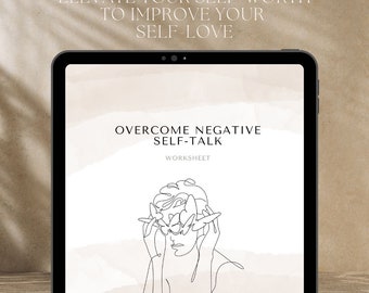 Therapy Worksheets Negative Self-Talk Instant Download Digital Self Help Printable Self-Care Worksheets Healing Journal Mental Health iPad