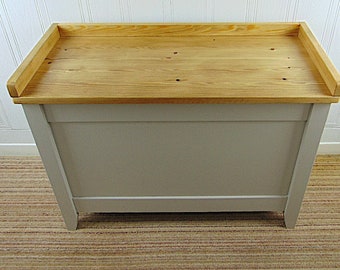 Blanket Box with Waxed Lift Up Lid Handmade in Solid Wood Painted in Farrow & Ball