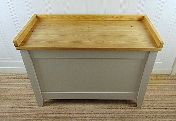 Shoe Storage Bench with Waxed Lift Up Lid Handmade in Solid Wood Painted in Farrow & Ball -  Ideal for Hallway or Boot room