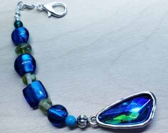 Blue ice pendant focal purse charm