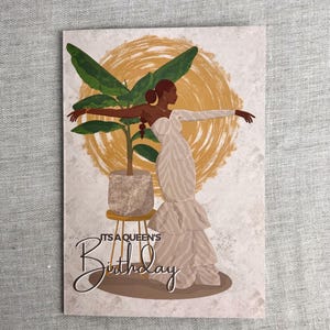 Black Afro Birthday Card, Elegant Woman Black Greeting Cards Celebration Black Girl Magic Diverse  Dark Skin African American