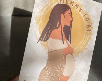 Black / Mixed Race Mummy To Be, with braids / locs Special Mummy To Be, Mum To Be Card, Pregnancy Card, Baby Shower Card Boy Girl